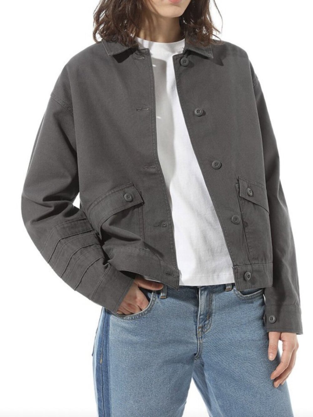 VANS Sophie Jacket Asphalt Gray 100% Cotton Canvas Shirt